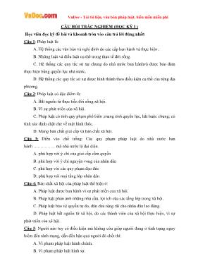 Câu hỏi trắc nghiệm học kì I Giáo dục công dân lớp 12 (Có đáp án)